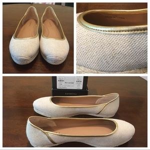 Talbots Canvas Fiber Flats Sz 11 Cream Gold
